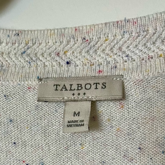 Women’s Talbots V-necked Sweater - size M, cream with multi-color speckled. - Picture 2 of 5